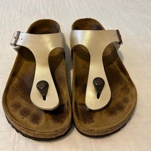 Birkenstock Gizeh Regular Fit Birko-Flor Shiny  Cream Sandals UK 3.5/EUR 36